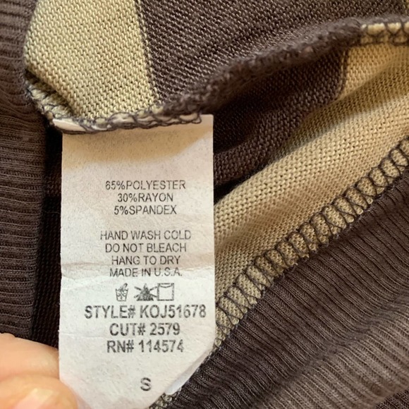 Anthropologie Pleione brown Striped Lace-trim V-neck Cardigan small - Picture 9 of 9